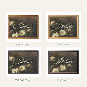 Nursery Artwork | Personalized Name Canvas, Vintage Floral Painting | Gold Frame Baby Girl Decor | N146