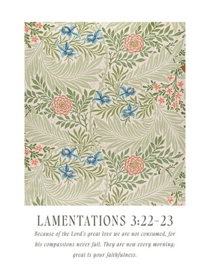 Scripture Art Print | William Morris Floral Wall Art | Lamentations 3:22-23 Framed Decor | N143
