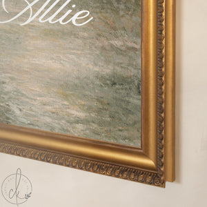 Personalized Welcome Sign | Gold Framed Impressionist Landscape Canvas | Custom Last Name & Wedding Date | N164