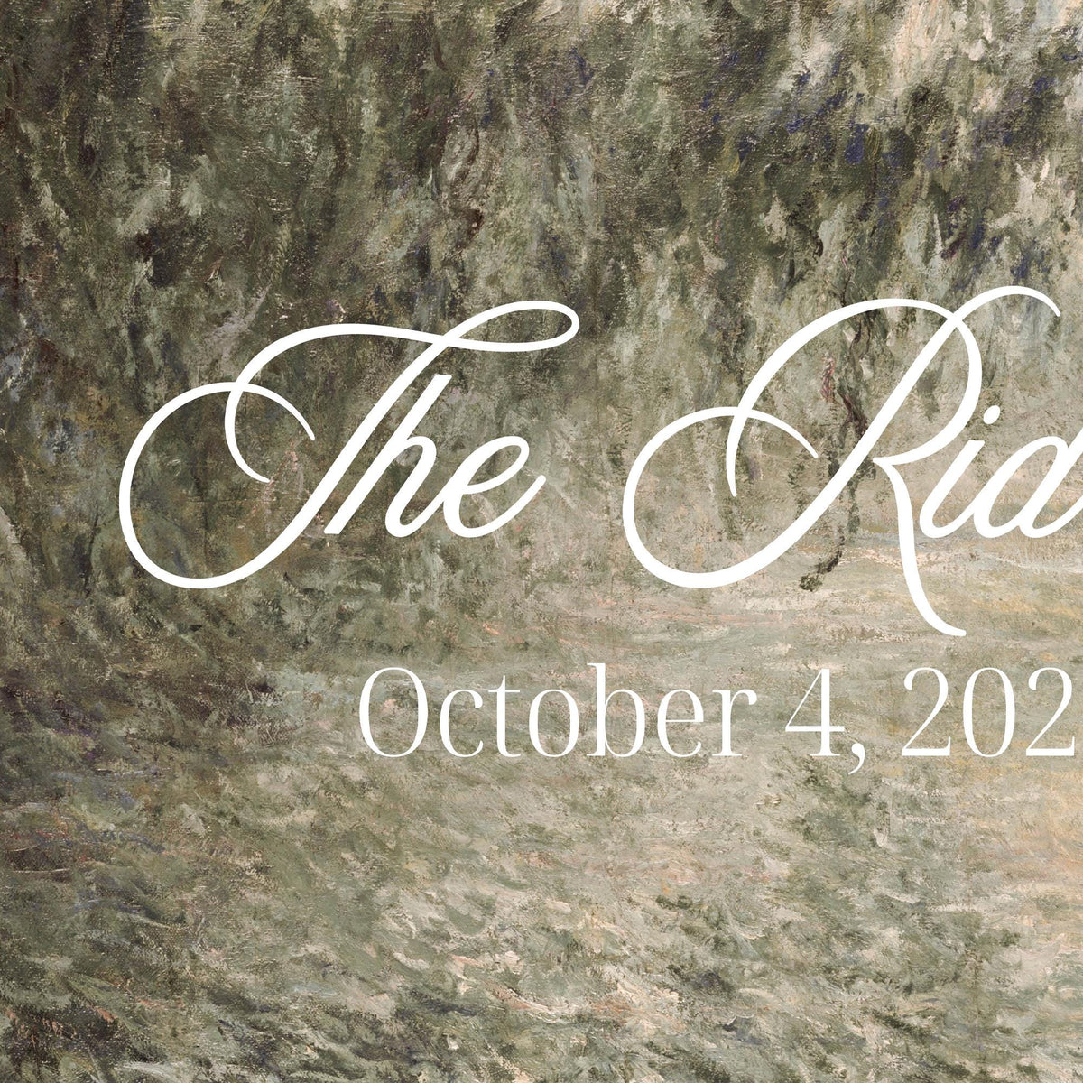 Personalized Welcome Sign | Gold Framed Impressionist Landscape Canvas | Custom Last Name & Wedding Date | N164
