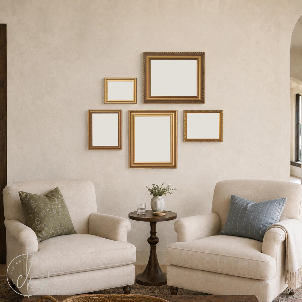 Vintage Gold Gallery Wall Frame Set | Empty Ornate Picture Frames with Backboard and Acrylic | Five Sizes 6x8 to 11x14 | #1