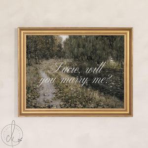 Will You Marry Me Sign | Personalized Gold Frame Landscape Canvas | Marriage Proposal Decor and Keepsake | N160