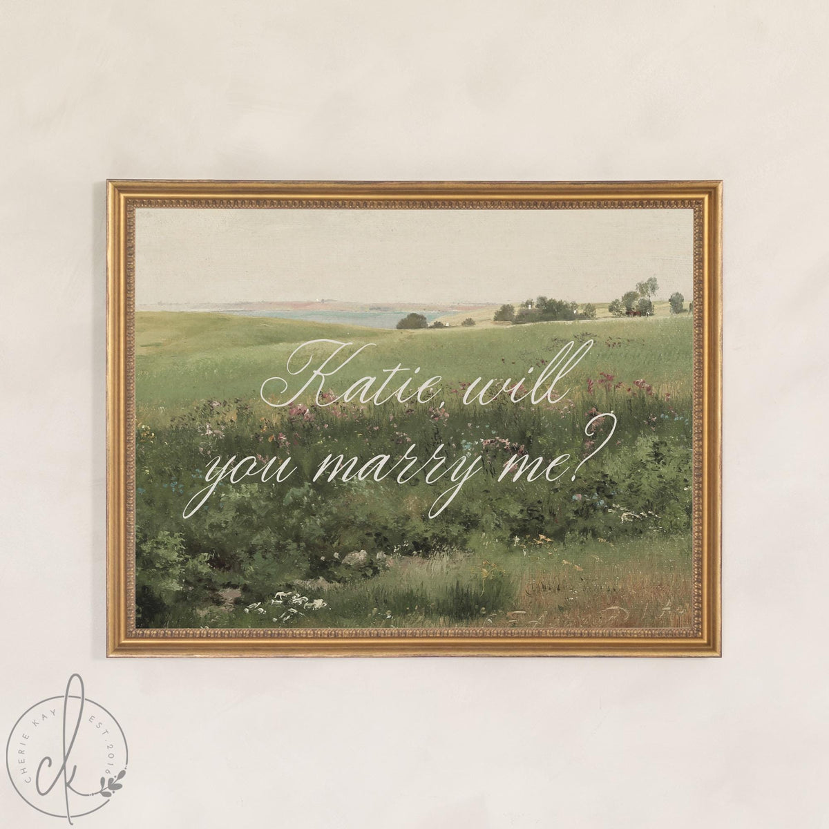 Will You Marry Me Decor, Proposal Sign | Vintage Landscape Framed Canvas | Personalized Engagement Art | N161