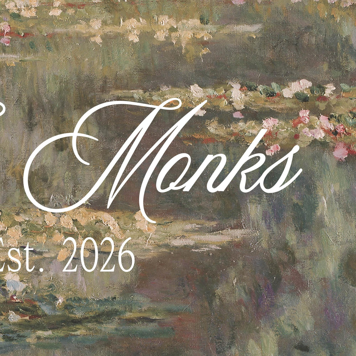 Wedding Easel Sign | Personalized Monet Water Lilies Canvas | Gold Framed Welcome Decor for Ceremony | N163