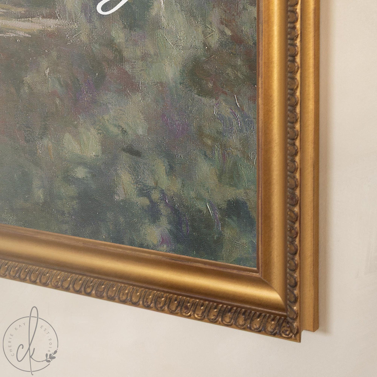 Wedding Easel Sign | Personalized Monet Water Lilies Canvas | Gold Framed Welcome Decor for Ceremony | N163