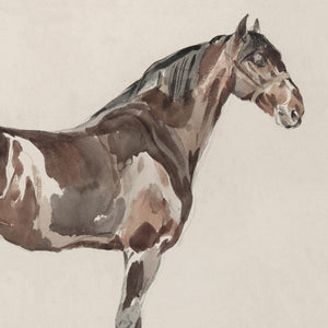 Horse Portrait Framed Canvas | Watercolor Equestrian Wall Art | Vintage Gold Frame Living Room Decor | N165