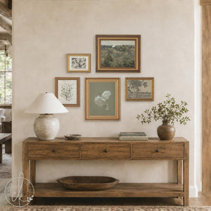 Gallery Wall Sets | Vintage Framed Canvas Art Set of 5 | Gold Frame Landscape and Botanical Prints for Living Room | G41