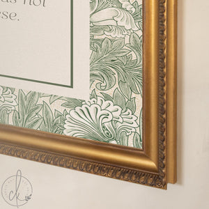 William Morris Print | Consider the Lilies Matthew 6 Bible Verse Art | Framed Scripture Canvas in Ornate Gold Frame | N168