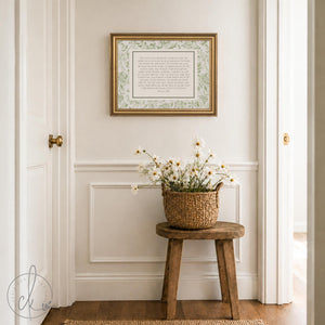 Prayer Artwork | Psalm 23 The Lord Is My Shepherd Framed Canvas | Christian Wall Art with Botanical Border | N173