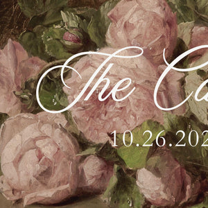 Floral Welcome Sign | Personalized Last Name Wedding Canvas, Vintage Roses, Ornate Gold Frame | Rose Painting Decor | N177
