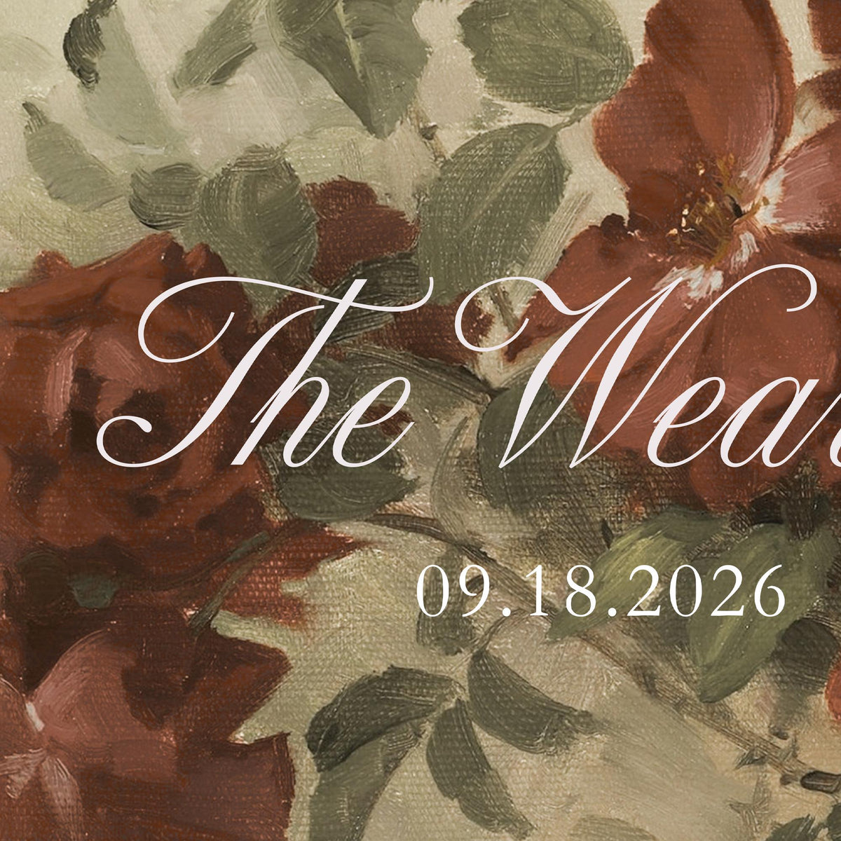 Personalized Wedding Decor | Custom Last Name Reception Sign with Date | Floral Rose Canvas for Garden Weddings | N180