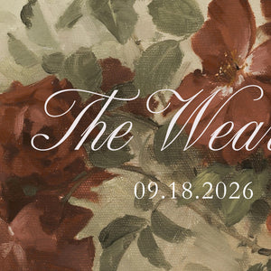 Personalized Wedding Decor | Custom Last Name Reception Sign with Date | Floral Rose Canvas for Garden Weddings | N180