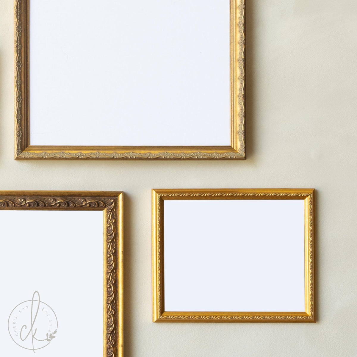 Antique Gold Picture Frame Set of 5 | Empty Ornate Frames for Your Own Art or Photos | Backboard & Acrylic, 6x8 to 11x14