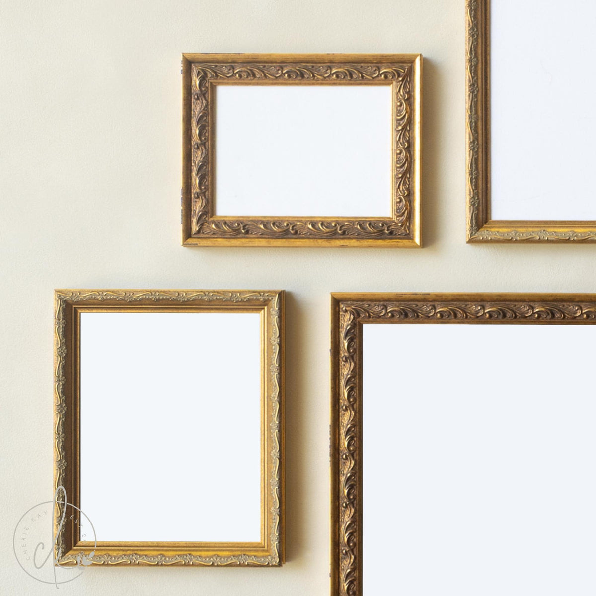 Antique Gold Picture Frame Set of 5 | Empty Ornate Frames for Your Own Art or Photos | Backboard & Acrylic, 6x8 to 11x14