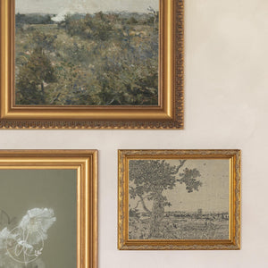 Gallery Wall Sets | Vintage Framed Canvas Art Set of 5 | Gold Frame Landscape and Botanical Prints for Living Room | G41