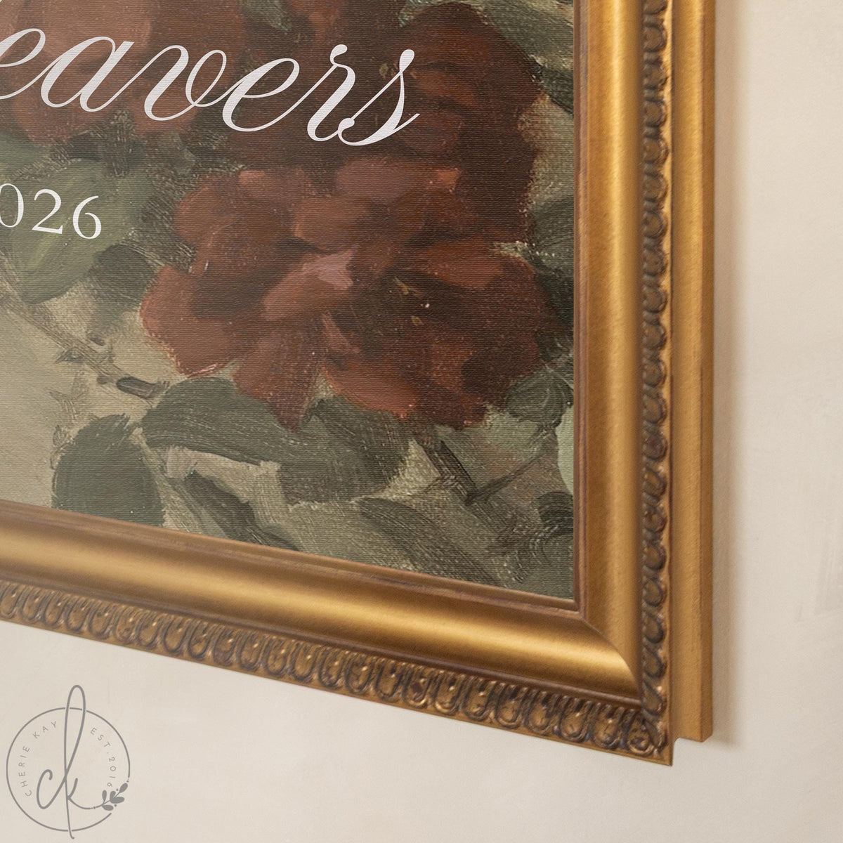 Personalized Wedding Decor | Custom Last Name Reception Sign with Date | Floral Rose Canvas for Garden Weddings | N180