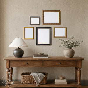 Antique Gold Picture Frame Set of 5 | Empty Ornate Frames for Your Own Art or Photos | Backboard & Acrylic, 6x8 to 11x14