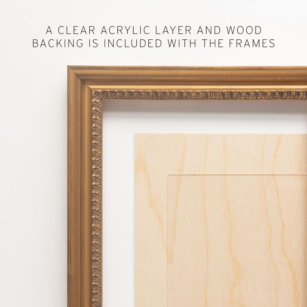 Vintage Gold Gallery Wall Frame Set | Empty Ornate Picture Frames with Backboard and Acrylic | Five Sizes 6x8 to 11x14 | #1
