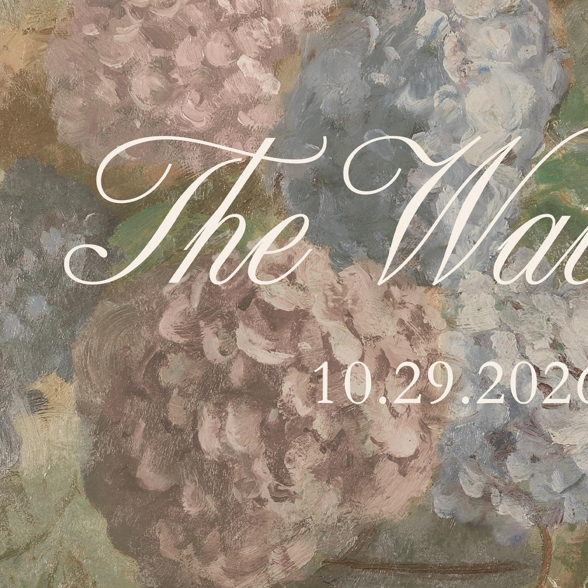 Garden Wedding Sign | Hydrangea Canvas in Ornate Gold Frame | Personalized Last Name & Wedding Date | N181