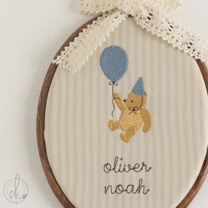 Winnie the Pooh Nursery Decor | Personalized Baby Name Embroidery Hoop | Birth Announcement Keepsake Gift | E9