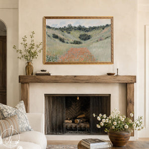 Monet Poppies | Giverny Countryside Wall Art | Large Ornate Gold Framed Canvas Print | N202