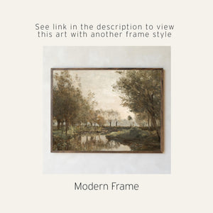 Fall Landscape Painting | Vintage Pond Wall Art | Large Ornate Gold Framed Canvas Print | N204