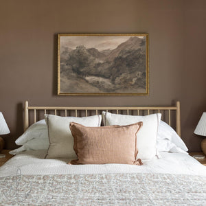 Dark Landscape Painting | Moody Fall Wall Art | Large Black and Gold Framed Canvas Print | N49