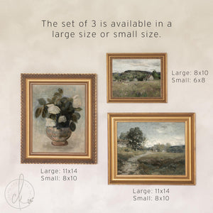 Vintage Landscape Prints | 5 Gallery Wall Prints, Ornate Gold Frames | Hallway Wall Art | G22-1