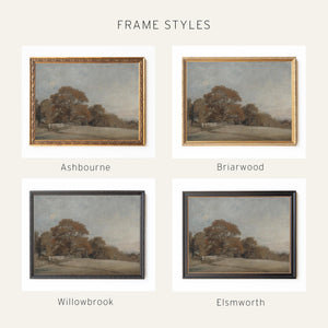 Vintage Fall Art | Autumn Wall Decor Framed Canvas in Ornate Gold Frame | Fall Tree Painting for the Living Room | N228