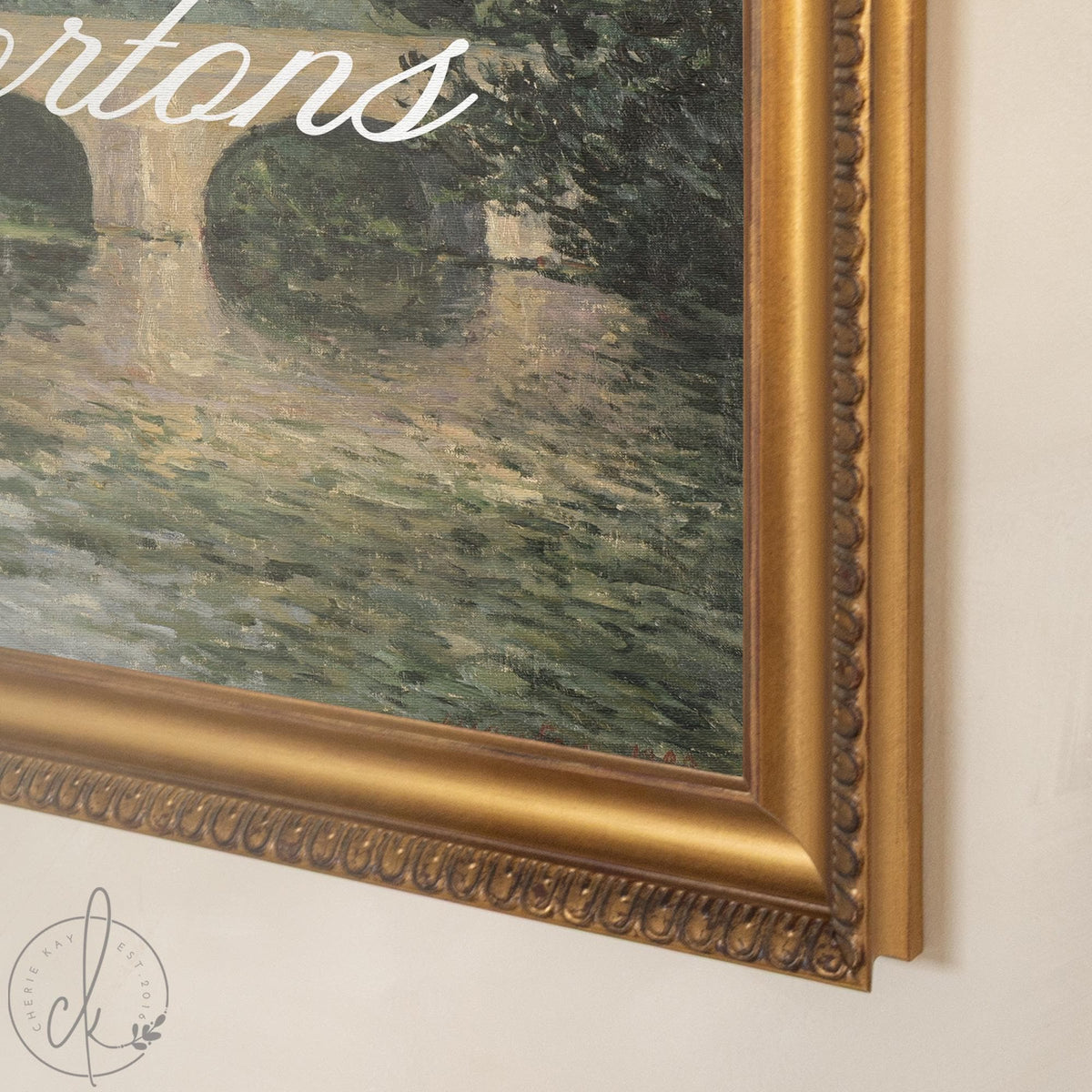 Personalized Home Sign | Family Name Wall Decor | Vintage Bridge Painting with Wedding Date | N123