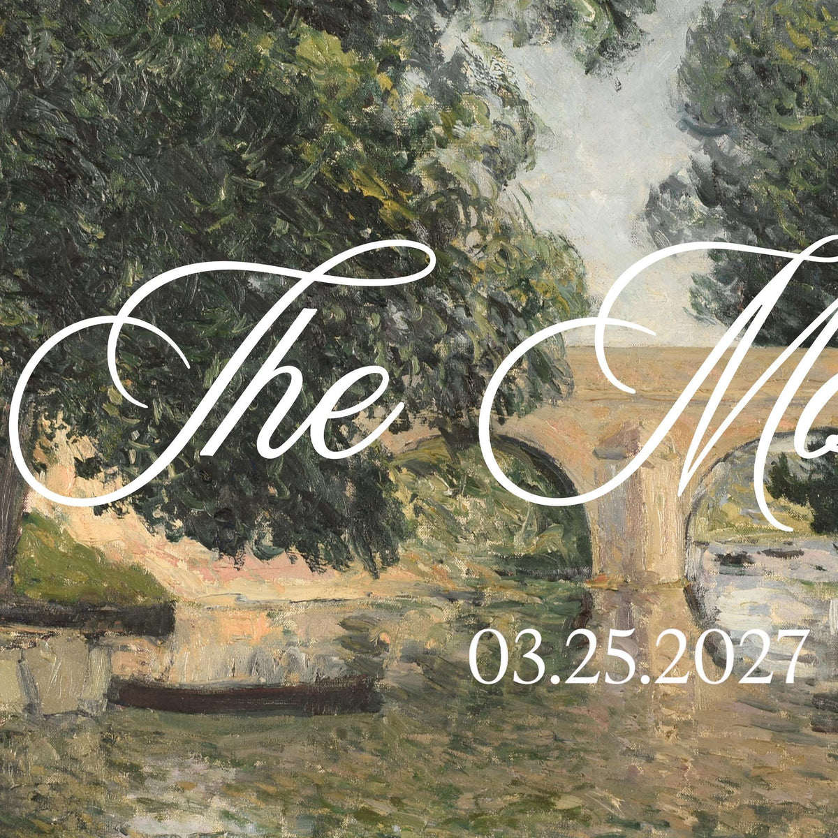 Personalized Home Sign | Family Name Wall Decor | Vintage Bridge Painting with Wedding Date | N123