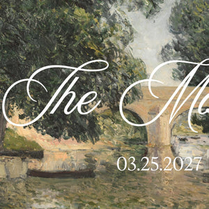 Personalized Home Sign | Family Name Wall Decor | Vintage Bridge Painting with Wedding Date | N123