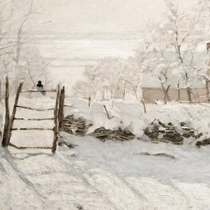 Monet The Magpie | Christmas Canvas Print | Winter Snow Scene in Large Ornate Gold Frame | N185
