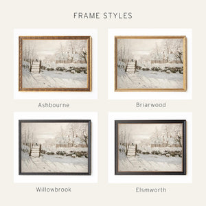 Monet The Magpie | Christmas Canvas Print | Winter Snow Scene in Large Ornate Gold Frame | N185