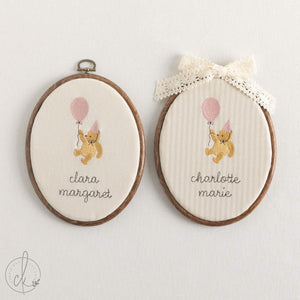 Winnie the Pooh Gift | Embroidered Girl Name Sign | Lace Bow Nursery Hoop | E12