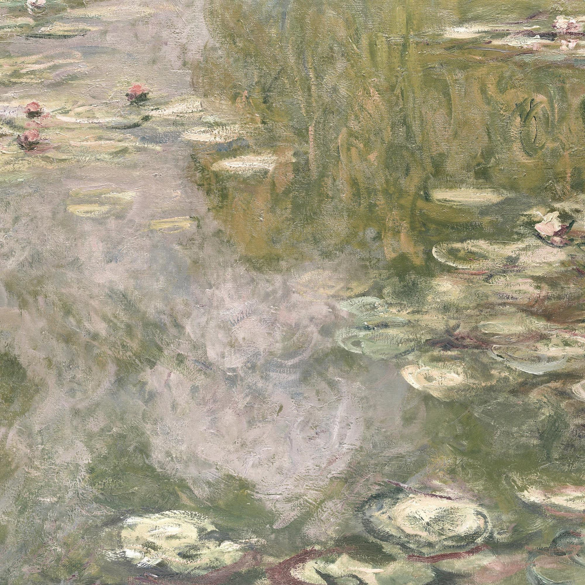 Monet Lily Pads | Impressionist Pond Painting | Large Ornate Gold Framed Canvas Print | N194