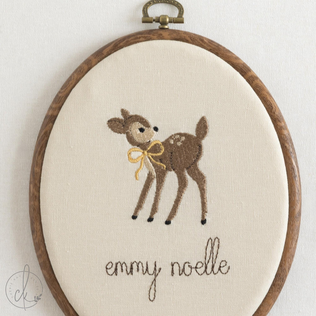 Woodland Nursery Decor | Personalized Fawn Embroidered Name Sign | Baby Girl Gifts | E20