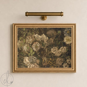 Monet Flowers Painting | Moody Floral Wall Art | Ornate Gold Framed Canvas Print | N214