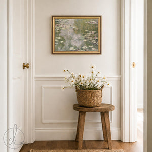 Monet Lily Pads | Impressionist Pond Painting | Large Ornate Gold Framed Canvas Print | N194