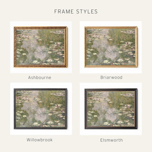 Monet Lily Pads | Impressionist Pond Painting | Large Ornate Gold Framed Canvas Print | N194