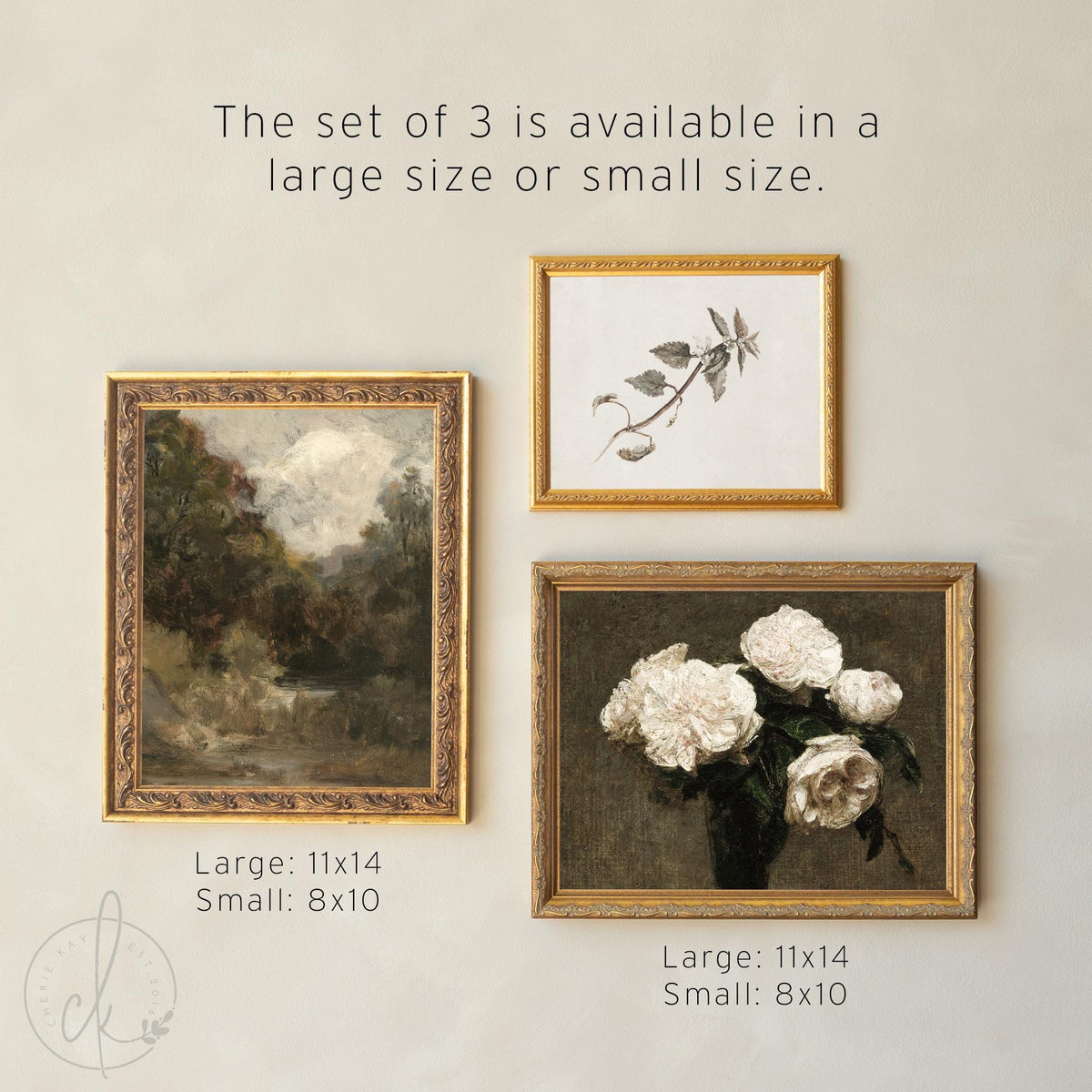 Wall Collage Set of 5 | Gold Framed Vintage Artwork | Goldfinch, Horse and Rose Prints | G2