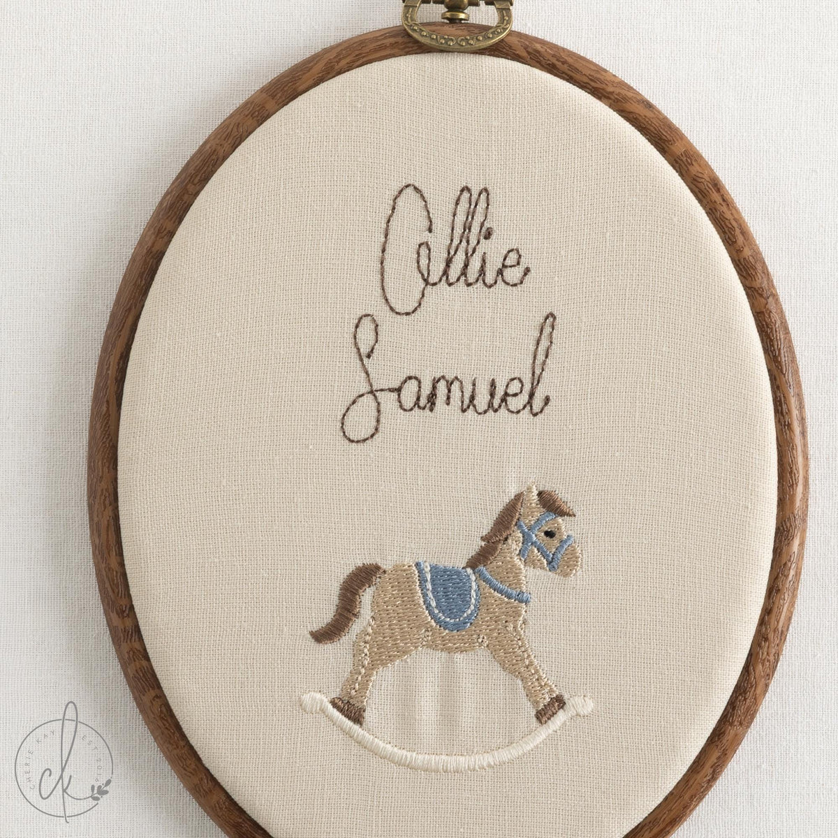 Unique Baby Gifts | Rocking Horse Nursery Decor | Personalized Embroidered Name Sign | E19