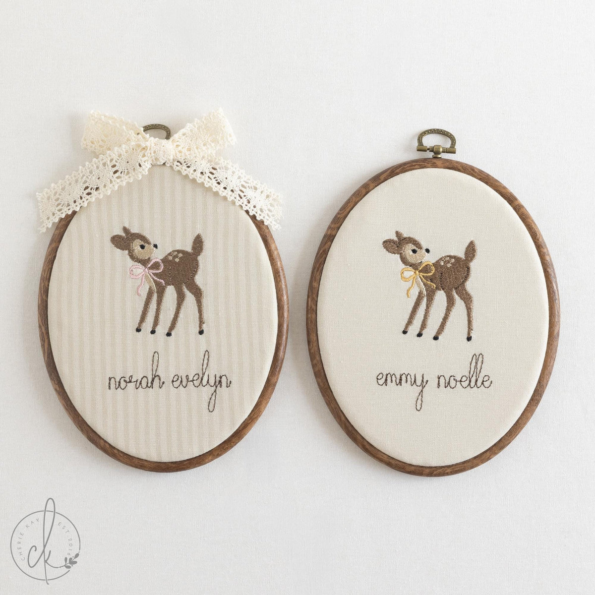 Woodland Nursery Decor | Personalized Fawn Embroidered Name Sign | Baby Girl Gifts | E20