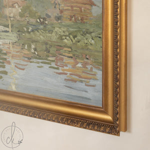Framed Sailboat Art | Monet Regattas at Argenteuil | Vintage Ornate Gold Canvas Print | N196