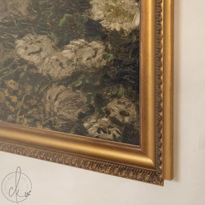 Monet Flowers Painting | Moody Floral Wall Art | Ornate Gold Framed Canvas Print | N214