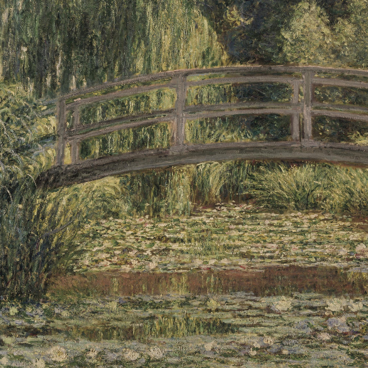 Monet Bridge Painting | Giverny Water Lily Pond | Large Ornate Gold Framed Canvas Print | N219