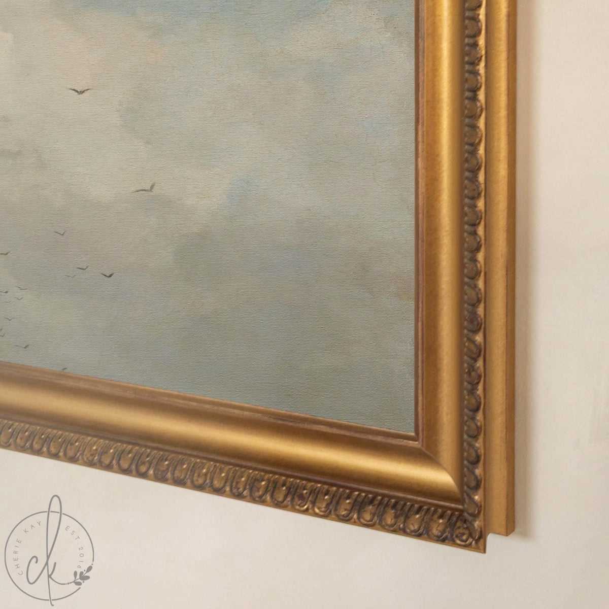 Cloud Artwork | Large Vintage Sky Canvas Print | Ornate Gold Frame | N254