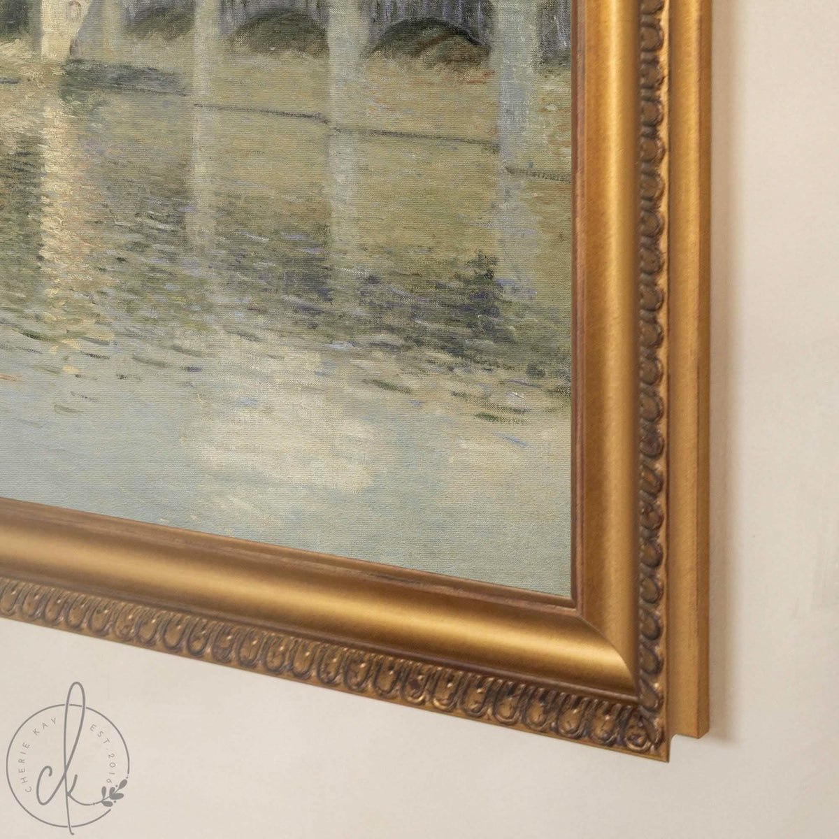 Sailboat Wall Art | Monet Bridge at Argenteuil | Ornate Gold Framed Canvas | N210