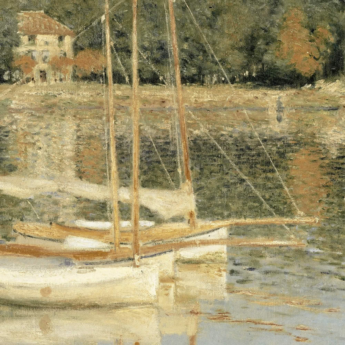Sailboat Wall Art | Monet Bridge at Argenteuil | Ornate Gold Framed Canvas | N210