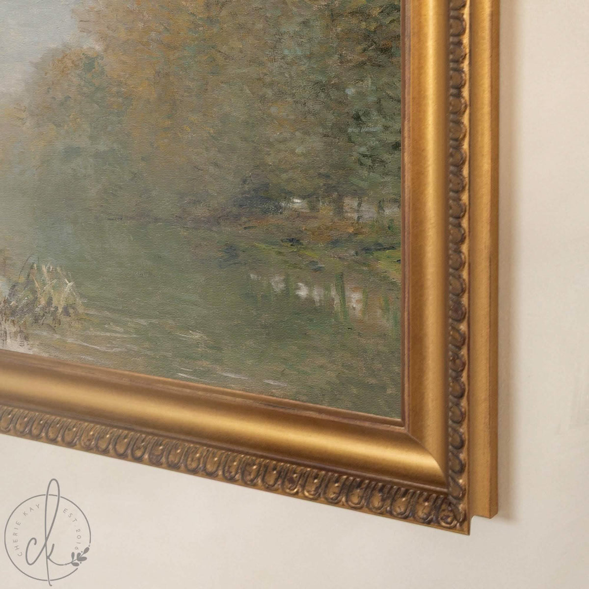 Monet Artwork | Autumn River at Argenteuil | Ornate Gold Framed Canvas Print | N120